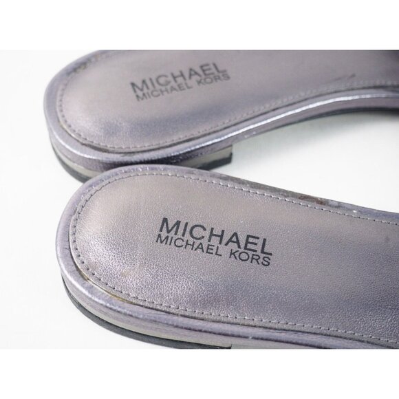 Michael Kors Silver Metallic Leather Slip-On Sandals Flats, Size 8 (US) - Picture 6 of 10